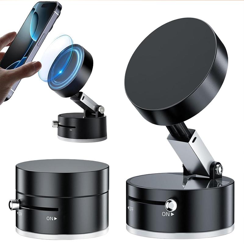 Magnetic Vacuum Phone Holder for Car – Foldable and Portable Multi-Use Stand for Home, Office, and Vehicle